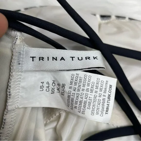 Trina Turk Black and White Algiers Bandeau One Piece Swimsuit Size 4 - Picture 7 of 7